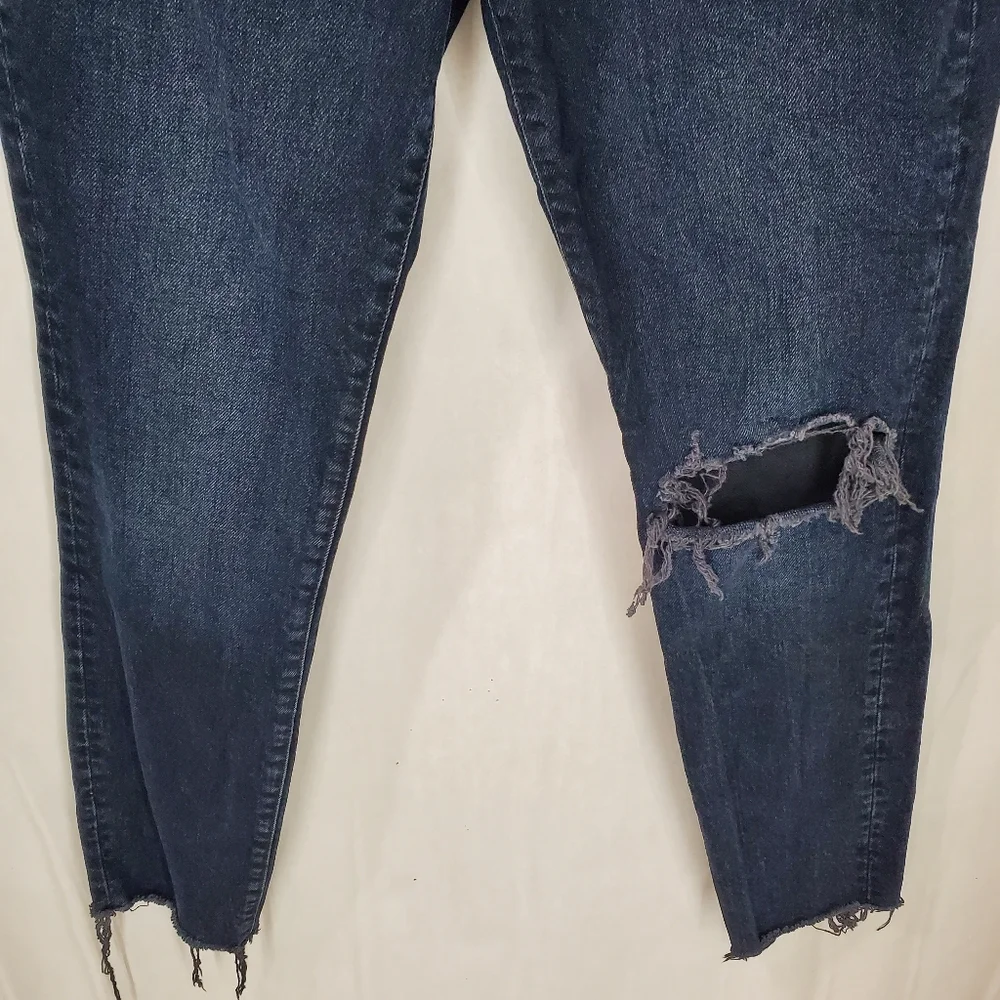 Free People We The Free Stella Skinny Jeans 27 Lulworth Blue Raw Hem Button Fly - Picture 6 of 12